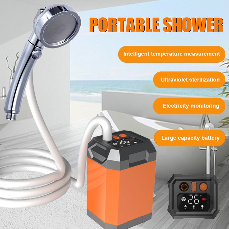Portable Cordless Camping Shower Outdoor Electric Shower Pump Rechargeable Shower Large Capacity Hiking Traveling Shower Digital Display Bathe Tool - Image 4