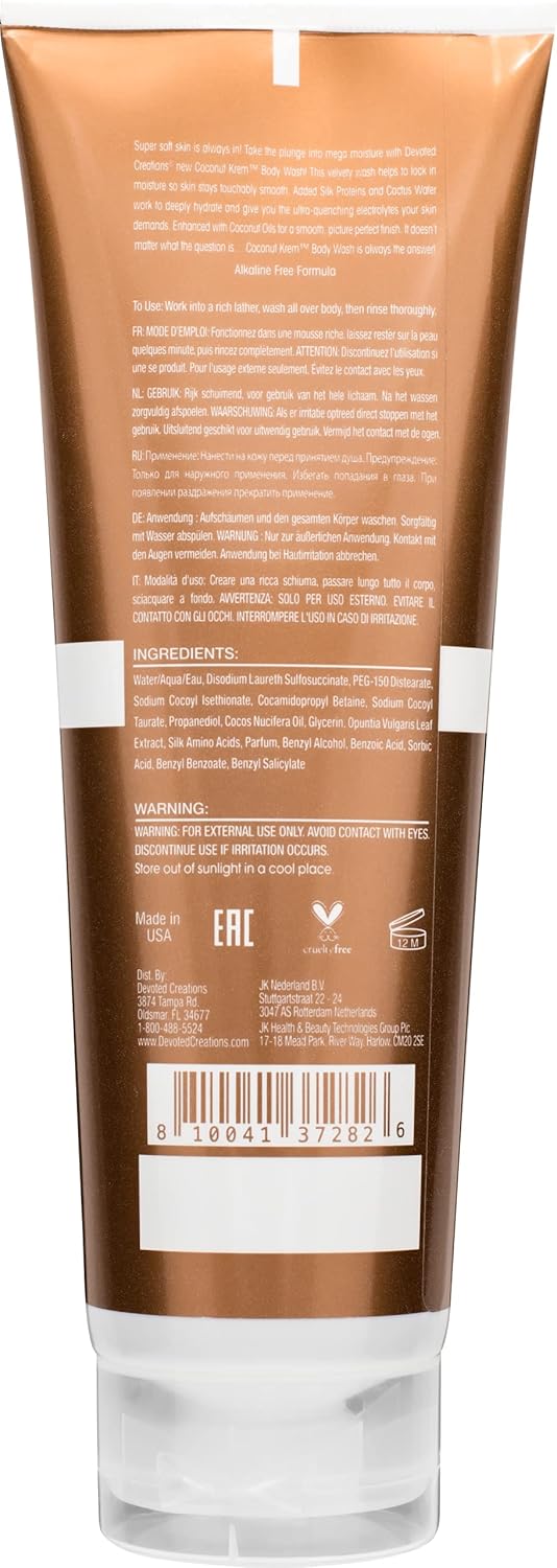 Devoted Creations Coconut Krem Body Wash  Coconut Infused Mega Moisturizing Body Wash with Silk Proteins and Cactus Water for Ultra Rich Hydration  8 oz - Image 2