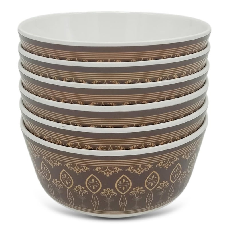 Superware سوبر وير | ميلامين نقي | مجموعة أطباق - بني ذهبي ملكي 4” (6 قطع) | خالية من البقع، تشطيب مزجج - Image 1