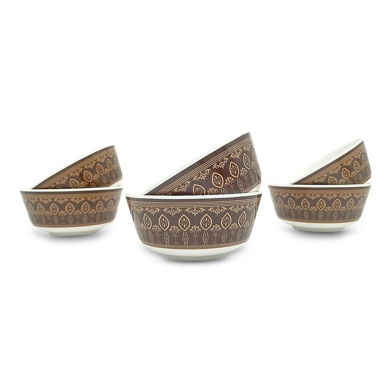 Superware سوبر وير | ميلامين نقي | مجموعة أطباق - بني ذهبي ملكي 4” (6 قطع) | خالية من البقع، تشطيب مزجج - Image 5