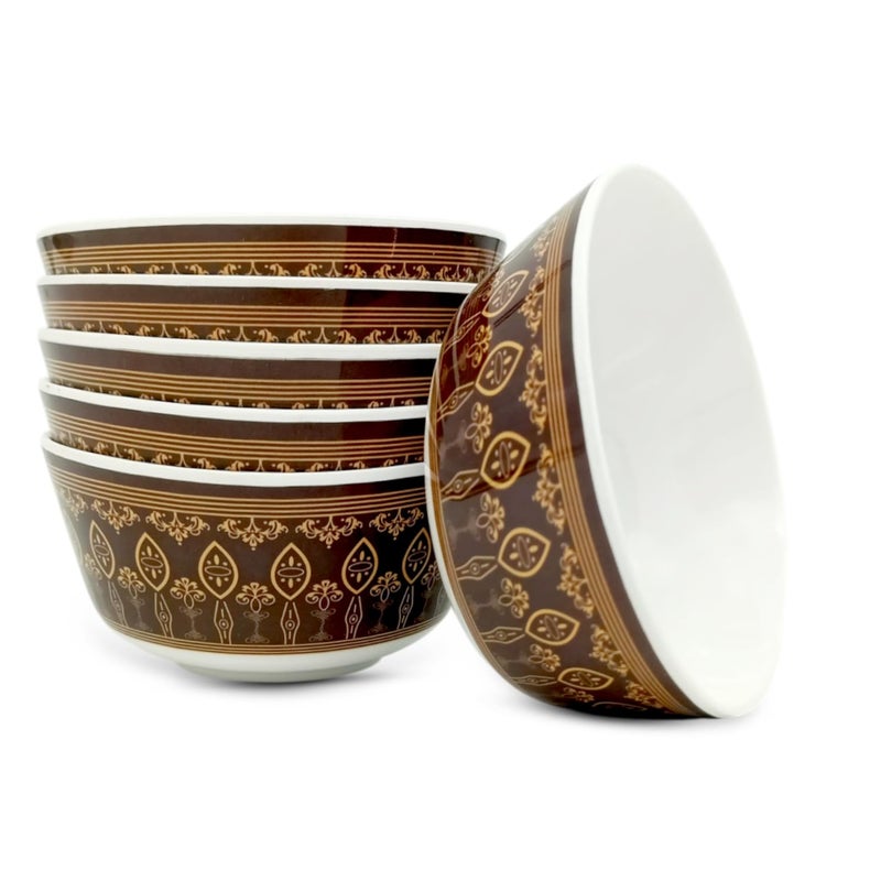 Superware سوبر وير | ميلامين نقي | مجموعة أطباق - بني ذهبي ملكي 4” (6 قطع) | خالية من البقع، تشطيب مزجج - Image 3