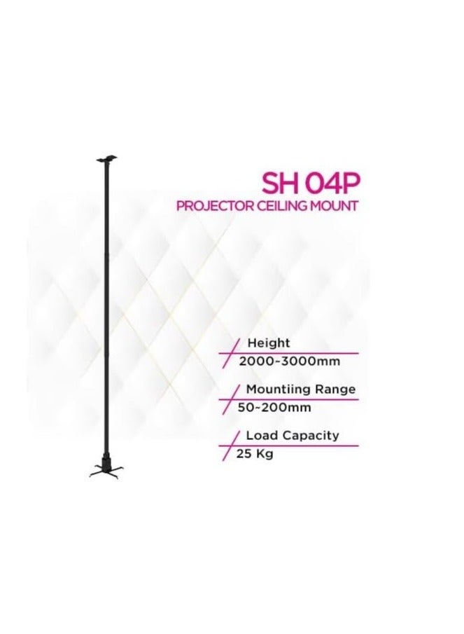 Skilltech Height Adjustable Solid Ceiling Projector Bracket – Heavy-Duty Steel Construction, 25kg Load Capacity, Universal Mount with Tilt & Swivel for Home & Office Use, Easy DIY Installation, Black – SH-04P - Image 4