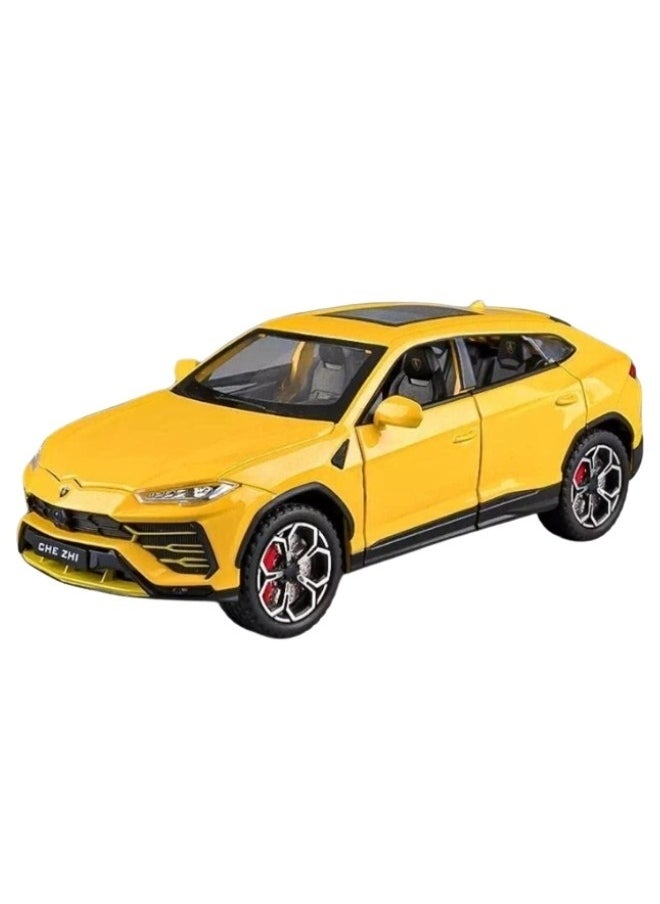 CHE ZHI 1:24 Lamborghini Urus Car Model, Diecast Pull Back Car Toy car, Doors Open, Light and Sound, Boys Toys Kids Adults Gifts (YELLOW)  - Image 1