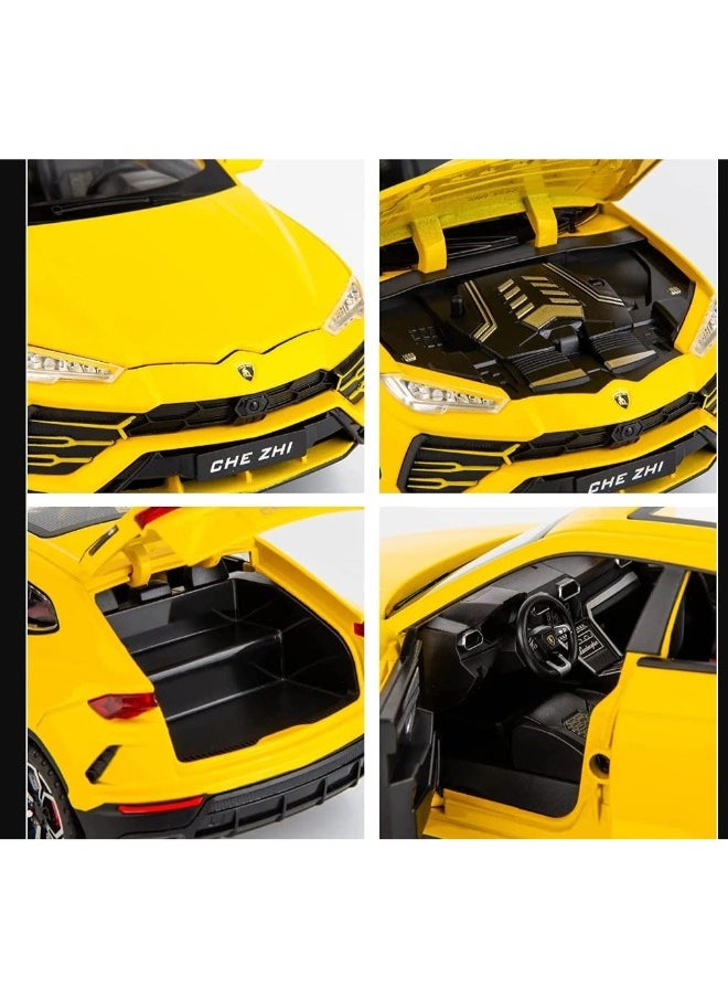 CHE ZHI 1:24 Lamborghini Urus Car Model, Diecast Pull Back Car Toy car, Doors Open, Light and Sound, Boys Toys Kids Adults Gifts (YELLOW)  - Image 4
