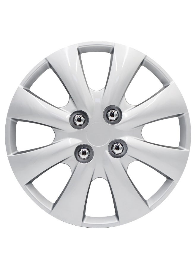 EMTC Pack of 4 EM-3129 Taiwan Wheel Cover | 14" Inch | Silver Universal Nested Style  - Image 2