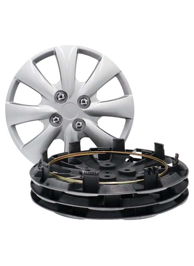 EMTC Pack of 4 EM-3129 Taiwan Wheel Cover | 14" Inch | Silver Universal Nested Style  - Image 3