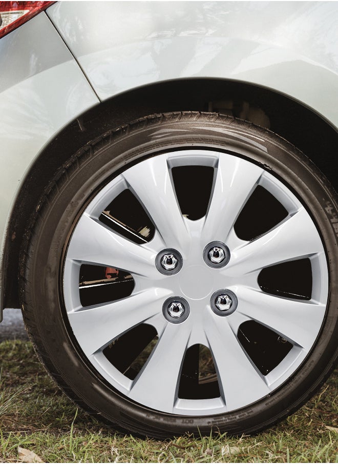 EMTC Pack of 4 EM-3129 Taiwan Wheel Cover | 14" Inch | Silver Universal Nested Style  - Image 4