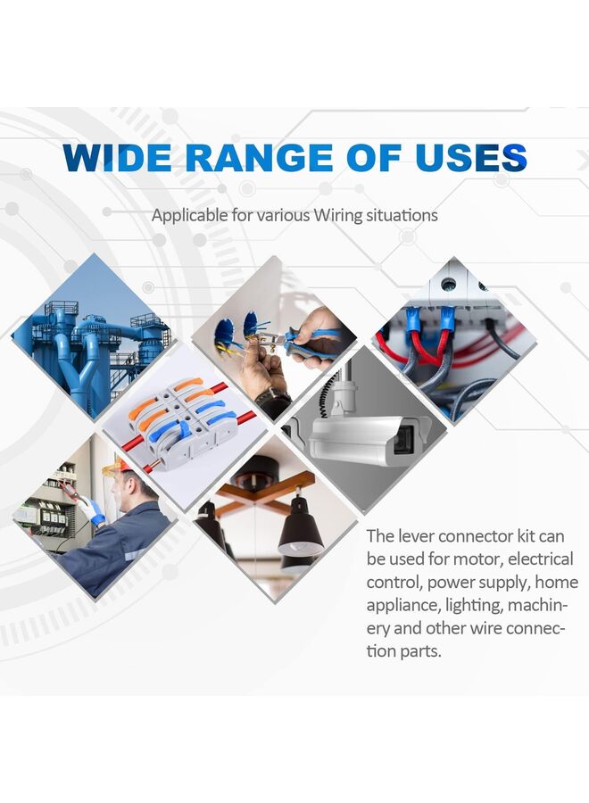 موصلات أسلاك رافعة، مجموعة توصيل كهربائي سريع التوصيل مكونة من 60 قطعة لمحطات مدمجة مدمجة - 28-12 AWG، 1 مدخل 1 مخرج - Image 3