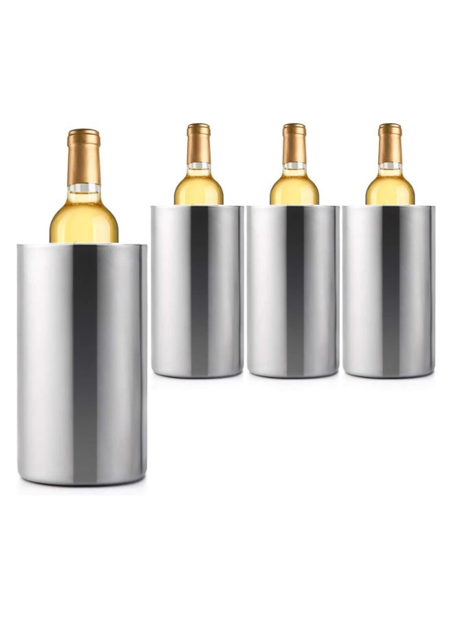 4 PCS 750ml Bottles Ice Bucket, Stainless Steel Double Wall Wine Cooler Bucket, Keeps Cold for Hours Wine Bottle Cooler Chiller Insulated Champagne Beer Durable Eco-Friendly for Parties  - Image 1