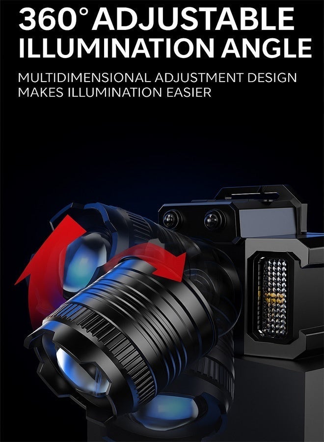 Neyecam LED Headlamp, Rechargeable Head Light, 360° Adjustable Angle Headlight with 5 Modes Ipx6, Waterproof, Motion Sensor, Headlight for Fishing, Camping, Hiking - Image 2