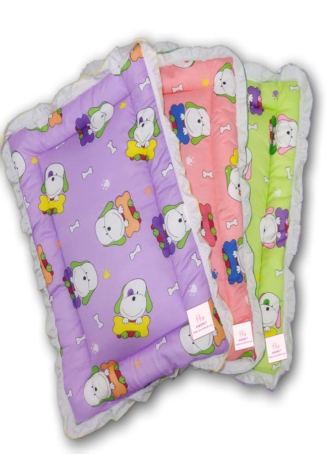 Fareto Newborn Baby Lacy Muslin Godari, Cradle Bed, Baby Bed (Multicolored)(0-6 Months)(Size: L-28 Inchs, B-19 Inchs)(Pack of 3) - Image 1