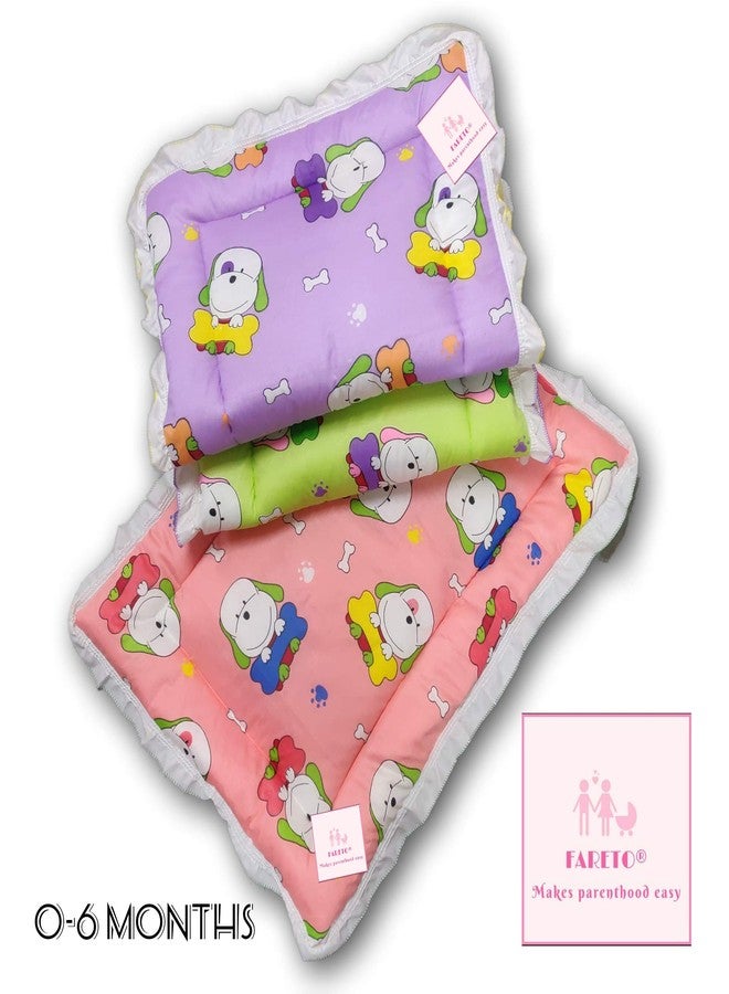 Fareto Newborn Baby Lacy Muslin Godari, Cradle Bed, Baby Bed (Multicolored)(0-6 Months)(Size: L-28 Inchs, B-19 Inchs)(Pack of 3) - Image 2