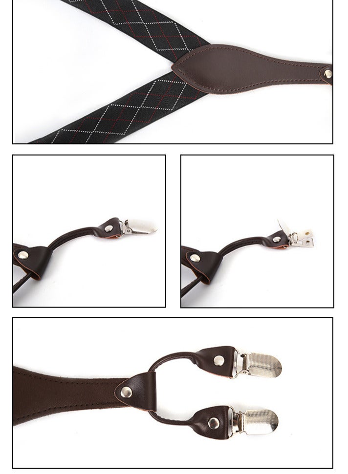 أحزمة رجالية، أحزمة بنطلون بدلة مطاطية مطاطية، مشابك بنطلون، دعامات على شكل حرف Y، حمالات أحزمة غير قابلة للانزلاق، حمالات قابلة للتثبيت للرجال، صندوق هدايا (أسود) - Image 4