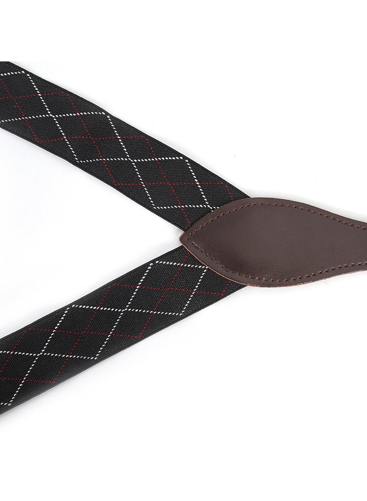 أحزمة رجالية، أحزمة بنطلون بدلة مطاطية مطاطية، مشابك بنطلون، دعامات على شكل حرف Y، حمالات أحزمة غير قابلة للانزلاق، حمالات قابلة للتثبيت للرجال، صندوق هدايا (أسود) - Image 3