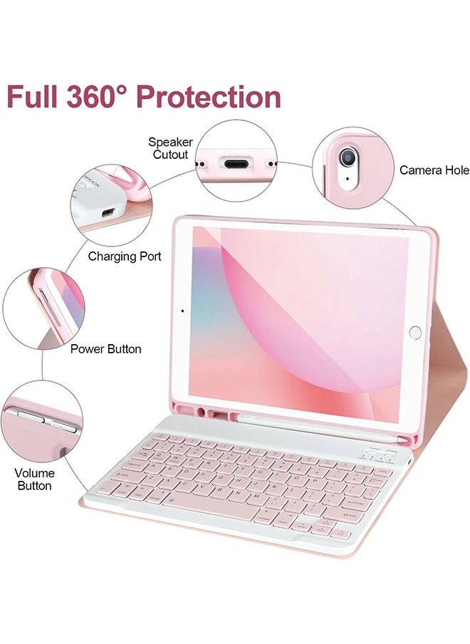 Generic - Keyboard Case for iPad 9th/8th/7th Generation 10.2 Inch [Magnetic Detachable Wireless Keyboard][Support 3 System] Flip Stand Case with Pencil Holder for iPad 10.2 2021/2020/2019, Pink - Image 1