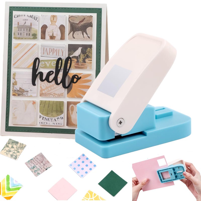 CYFUN DESIGN Square Hole Punch 1 inch Square Punch Stamp Puncher Postage Stamp Cutter Hole Puncher Lever Paper Punches for Crafting Card Making Scrapbook Supplies DIY Projects Scrapbooking Cutting Tools - Image 3