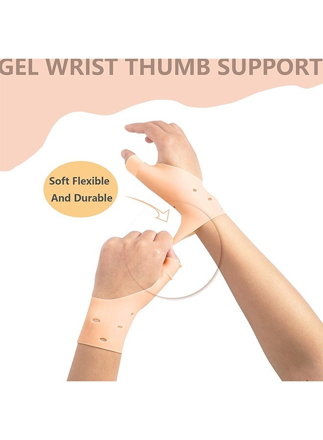 Quantum 2 PCS Gel Wrist Support Brace Sleeves, Waterproof Elastic Silicone Wrist Hand Thumb Gloves, Unisex Wrist Hand Thumb Gloves Prevent Pain and Numbness on Wrist and Thumb Joints - Image 3