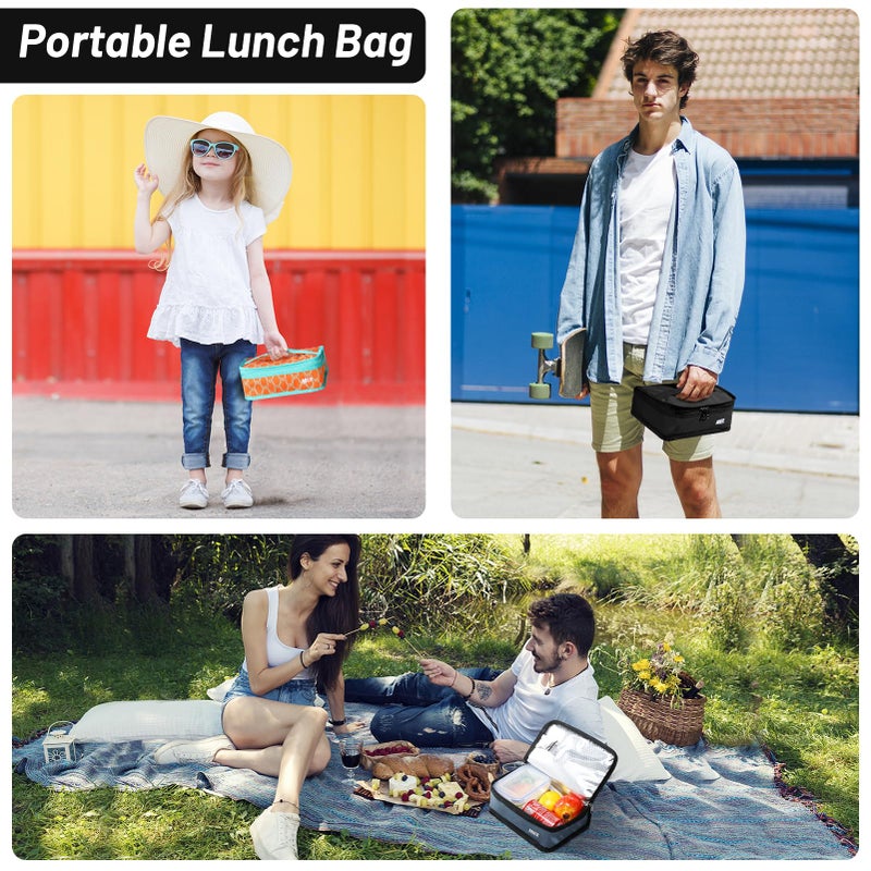 MIER Portable Thermal Insulated Cooler Bag Mini Lunch Bag for Kids, Black - Image 5