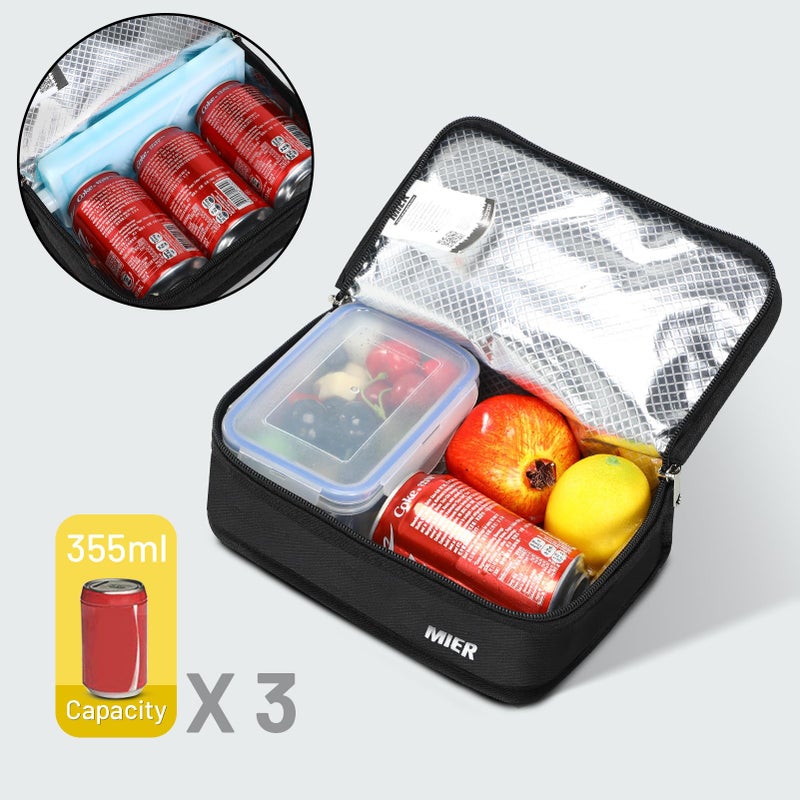 MIER Portable Thermal Insulated Cooler Bag Mini Lunch Bag for Kids, Black - Image 2
