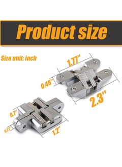 SYOSI Concealed Door Hinge, 180-degree M60x13 Folding Door Concealed Door Screen Hinge Concealed Door zinc Alloy Hinge Stainless Steel Cross Hinge (2 Pieces)  - Image 2