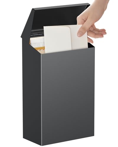 Uniclife Mailboxes for Outside Wall Mount Mailbox Metal Mail Box Mail Boxes for House Outside Black Small Mailbox Modern Drop Box for Outdoor Office Home No Locking Mechanism - Image 1