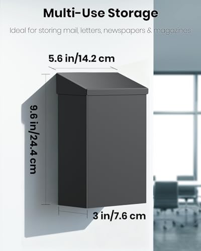 Uniclife Mailboxes for Outside Wall Mount Mailbox Metal Mail Box Mail Boxes for House Outside Black Small Mailbox Modern Drop Box for Outdoor Office Home No Locking Mechanism - Image 3