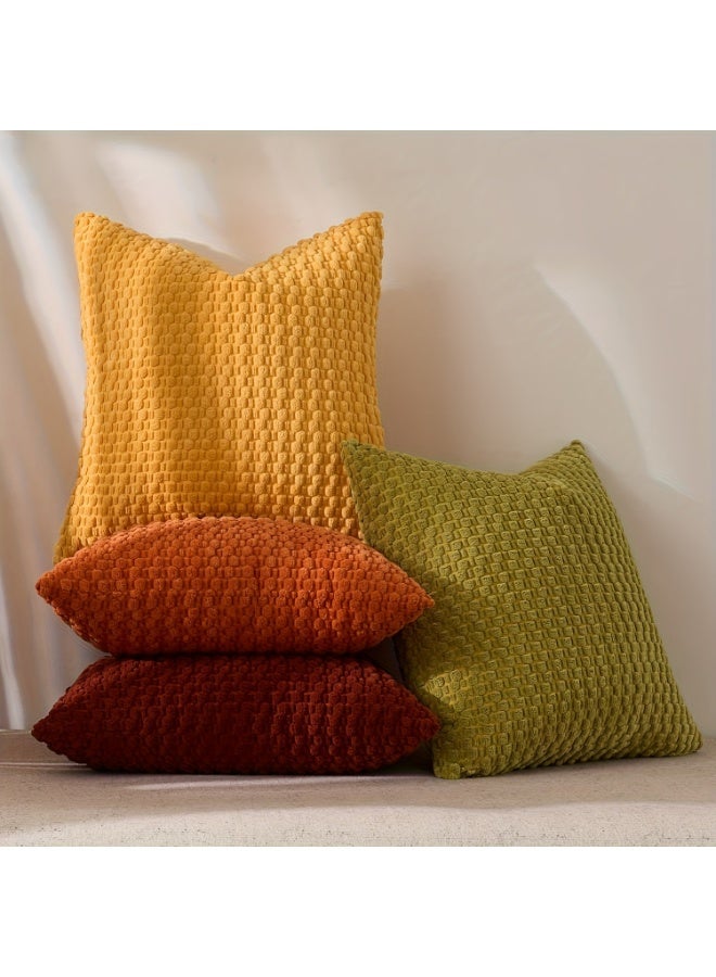 4 قطع من أغطية الوسائد القطيفة من حبوب الذرة المخمليّة - أغطية وسائد متناسقة بألوان متعددة لتزيين غرفة النوم والأريكة، وهدايا العطلات وديكور الحفلات (بدون حشوات) - Image 4