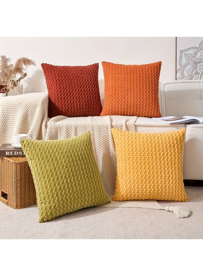 4 قطع من أغطية الوسائد القطيفة من حبوب الذرة المخمليّة - أغطية وسائد متناسقة بألوان متعددة لتزيين غرفة النوم والأريكة، وهدايا العطلات وديكور الحفلات (بدون حشوات) - Image 5