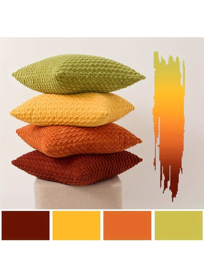 4 قطع من أغطية الوسائد القطيفة من حبوب الذرة المخمليّة - أغطية وسائد متناسقة بألوان متعددة لتزيين غرفة النوم والأريكة، وهدايا العطلات وديكور الحفلات (بدون حشوات) - Image 2