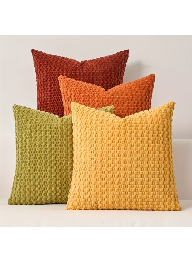 4 قطع من أغطية الوسائد القطيفة من حبوب الذرة المخمليّة - أغطية وسائد متناسقة بألوان متعددة لتزيين غرفة النوم والأريكة، وهدايا العطلات وديكور الحفلات (بدون حشوات) - Image 1