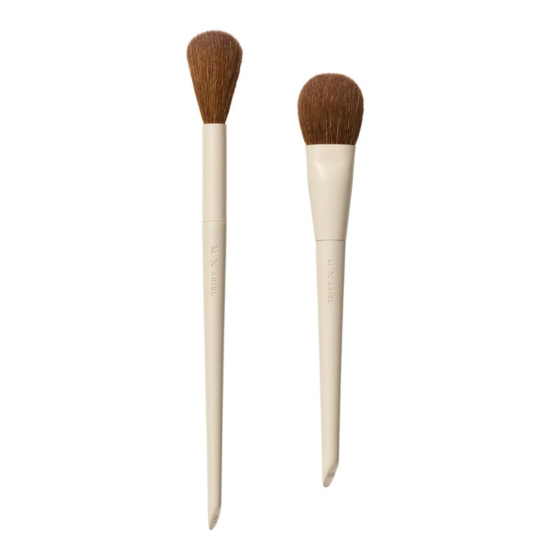 Morphe x Ariel Cheek Essentials Duo - Makeup Brush Set Including A58 Signature Cream Contour & A22 Blush Brushes for Seamless Definition and Color Application (2 Piece Set) - Image 1