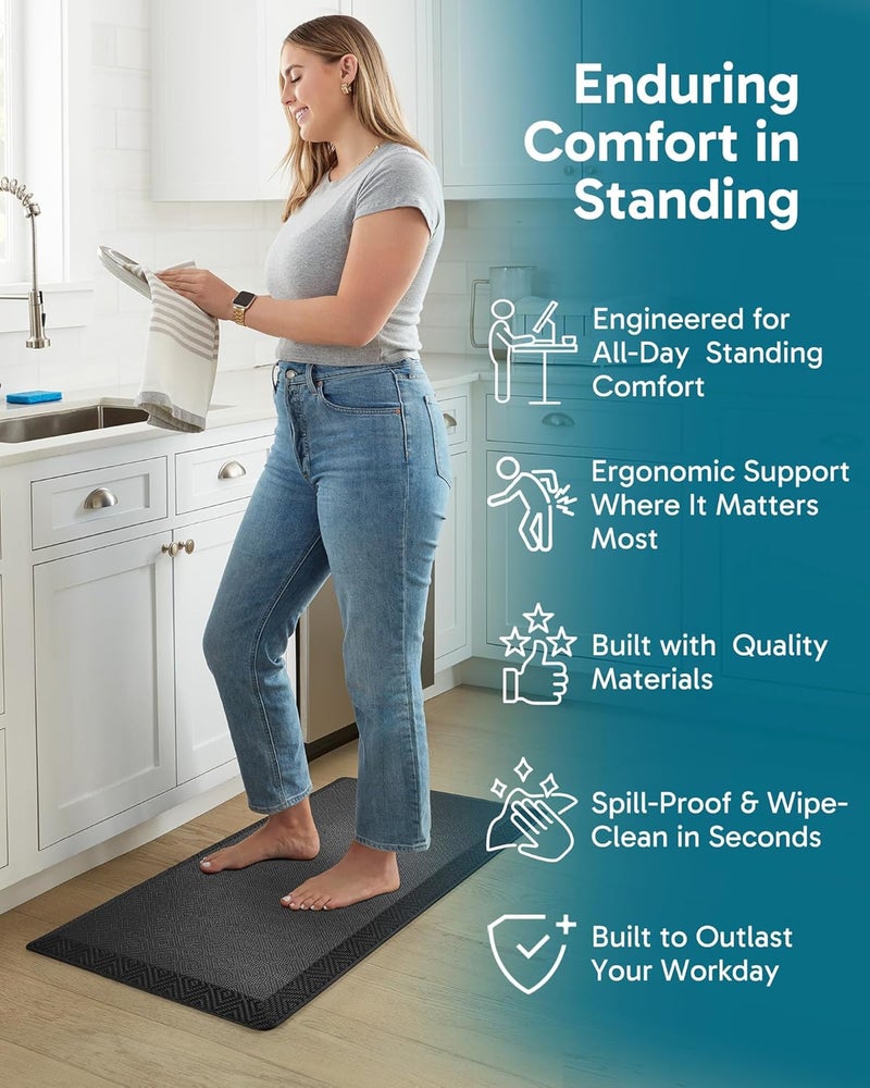 Ophanie Kitchen Mats for Floor,3/4 inch Thick,20x36 Anti Fatigue Cushioned Mat with 99+ Pairs of Anti-Slip Bottom Ridges,Kitchen Rugs,Waterproof,Comfort Ergonomic Standing Mat for Office,Home,Sink - Image 3