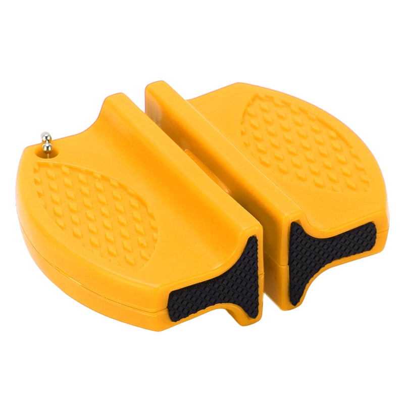 Portable Knife Sharpener: Yellow Double Sided Anti Slip Handle - Incisive Crossed Carbide Ceramic Blades Mini Knife Sharpener for Home Kitchen Outdoor Camping - Image 3