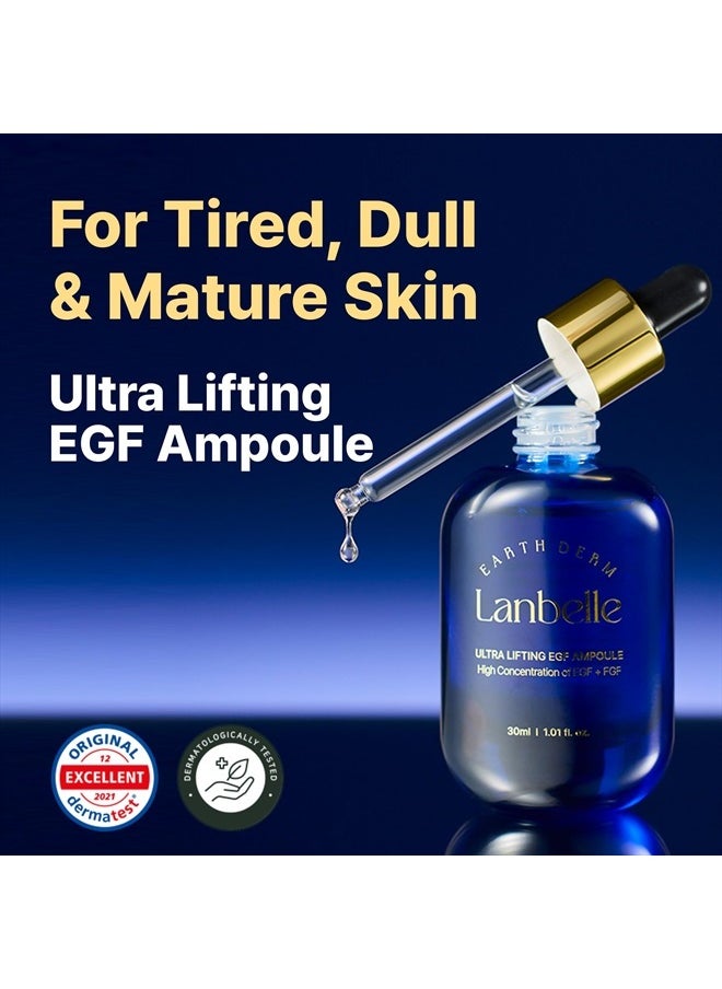 Lanbelle LANBELLE Ultra Lifting EGF FGF 10 ppm Ampoule Serum w/Centella Asiatica Hyaluronic Acids | Improves Skin Balance Elasticity Reduces Fine Lines Blemish Spots Hydrating Korean Skincare  - Image 2