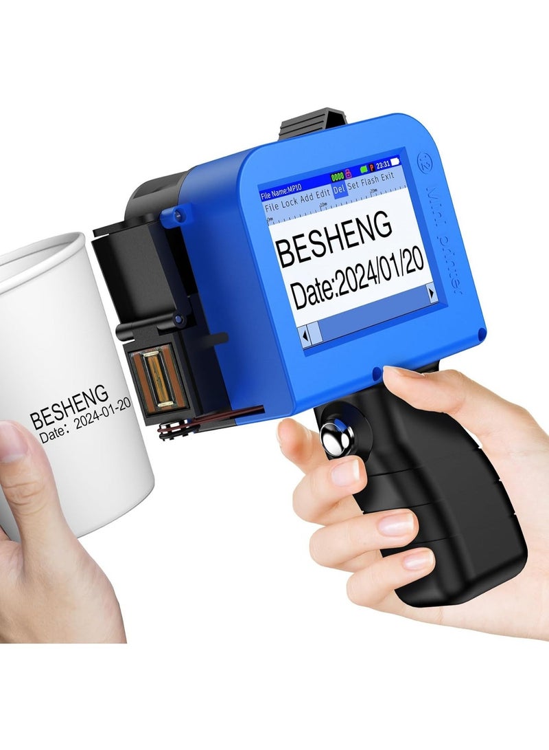 Mini Handheld Inkjet Printer, Handheld Printer Portable with 42ml Fast-Drying Solvent Ink Handheld Inkjet Printer Gun for Date/Batch/QRcode/Barcode Handheld Printer for Any Surface (MP10, 0.5inch) - Image 1