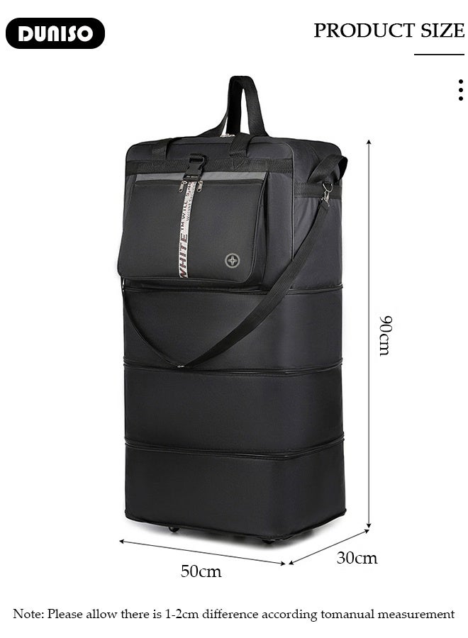 DUNISO Expandable Duffle Bag Foldable Luggage Bag with Wheels,Rolling Wheeled Suitcase Oxford Travel Duffel Bag, Large Capacity Waterproof Spinner Luggage Bag for Men Women - Image 2