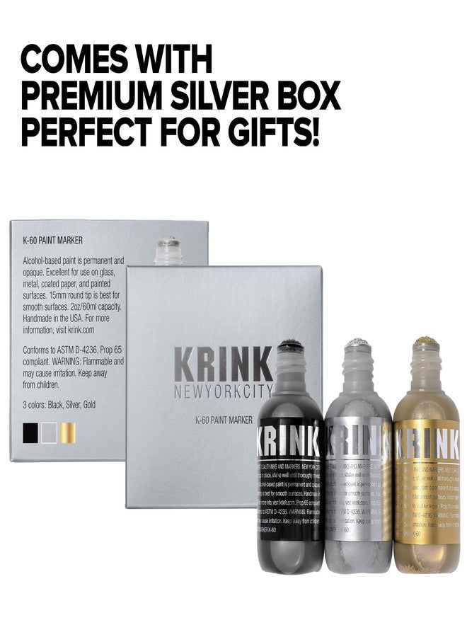 Krink K-60 3 Color Paint Marker Set - Vibrant and Opaque Fine Art Graffiti Markers for Canvas Metal Glass Paper and More - Alcohol-Based Permanent Graffiti Mop Paint Marker for Lasting Tags - Image 4