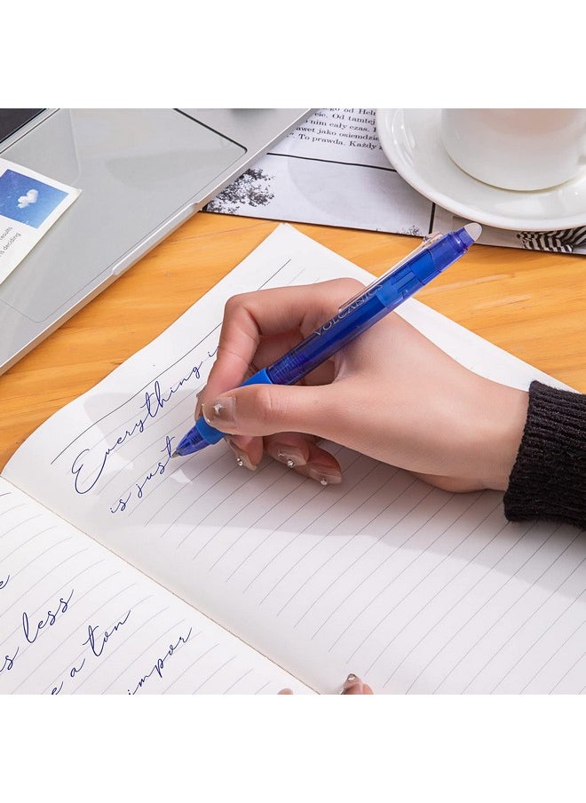 Volcanics Retractable Clicker Erasable Gel Pens - 0.7Mm Ball Point, Heat Erase With Built-In Eraser, 12 Pack Blue  - Image 3