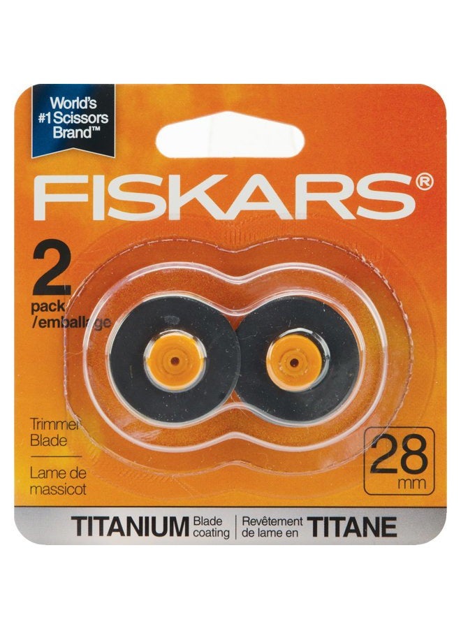 Rotary Trimmer Titanium Replacement Blade-28mm Straight 2/Pkg