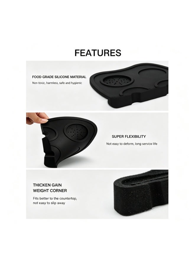 Espresso Coffee Tamper Mat Black 21x15cm，Coffee Tamper Mat (Corner/Edge Style) – Non-Slip Silicone Mat For Espresso Bar Countertop - Image 4