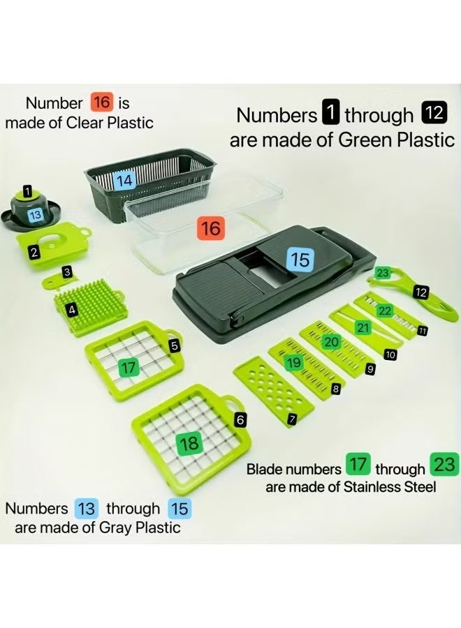 Multifunctional 16-in-1 Food Cutter and Vegetable Chopper, Kitchen Vegetable Slicer Dicer Cutter, Veggie Chopper With 8 Blades, Carrot and Garlic Chopper With Container, a Must-Have Onion Chopper and Kitchen Accessories​ - Image 4
