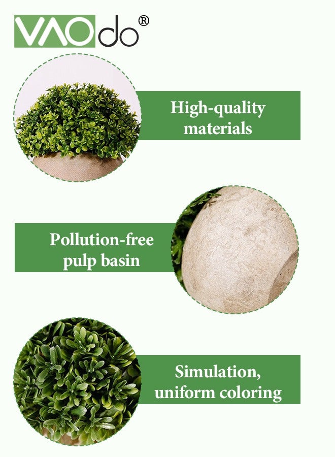 VAOdo 2PCS Small Artificial Plants with Pot, Faux Topiary Shrubs Decorative Greenery Belt Realistic Green Bamboo and Plastic Pot for Home Decoration Office Indoor Outdoor Balcony Living Room  - Image 5