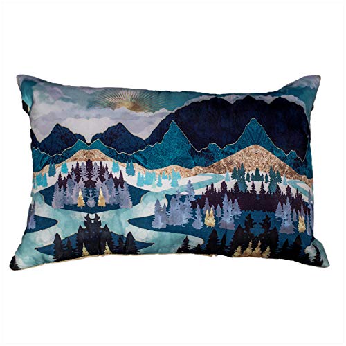 Vendola Blue Valley Decorative Printed Satin Cushion/Throw/Pillow Covers (Multicolour) Set of 2 Pieces (12X18 Inches Rectangle Cushion Covers) (Valley, 12X18 Cushion Covers with Fillers) - Image 3