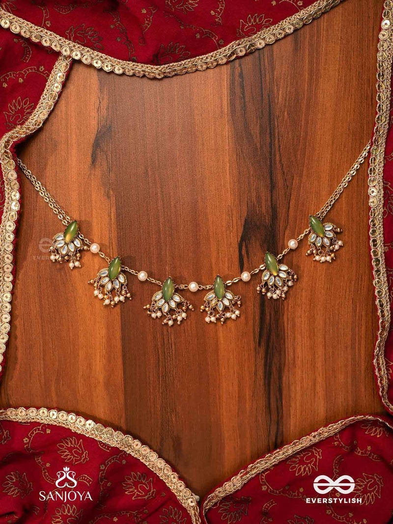 SANJOYA BY EVERSTYLISH Kshamini Graceful Lady Slim Chain Design Kundan Necklace With Leaf Design Lightweight Jewelry For Women | Party, Festive, Wedding & Gifting - Image 4