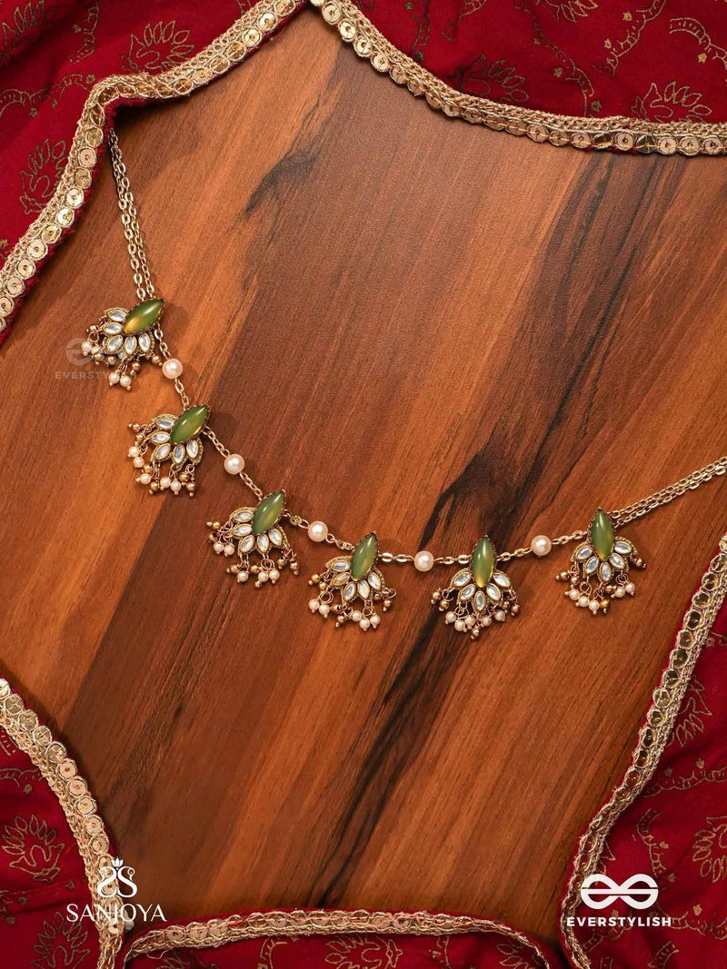 SANJOYA BY EVERSTYLISH Kshamini Graceful Lady Slim Chain Design Kundan Necklace With Leaf Design Lightweight Jewelry For Women | Party, Festive, Wedding & Gifting - Image 5