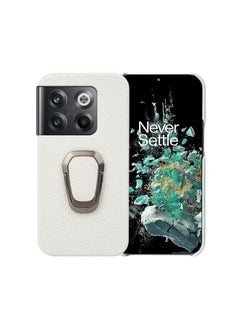 Case Cover For For OnePlus Ace Pro / 11T Ring Holder Litchi Texture Genuine Leather Phone Case(White)