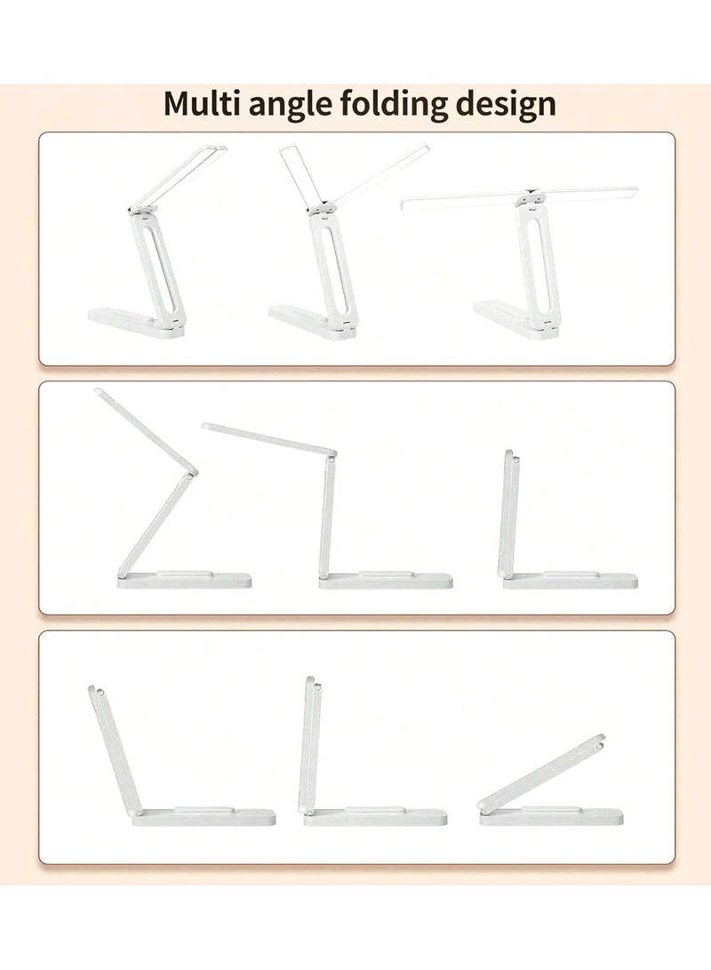 Double Head LED Desk Lamp USB Rechargeable Study Lamp with Built-in Battery Wall Mounted Foldable Portable for Kids and Adults White - Image 5