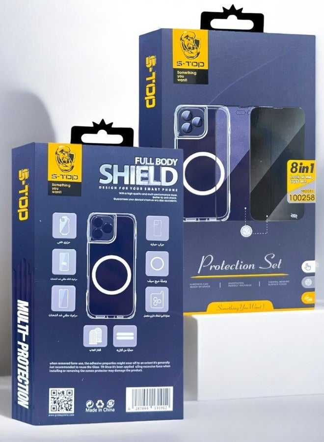 اس-توب بكج الحماية الكاملة لـ آيفون 13 (iPhone 13) مع حماية شاشة و كفر حماية ضد الخدش والكسر, حماية كاملة لجهازك ضد الخدوش والسقوط (8in1), البكج الأصلي من S-TOP - Image 3