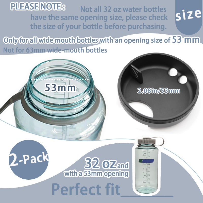 LUTQ 2-Pack Silicone Splashguard for Nalgene, Splashguard Lid for Nalgene Splash Guard 32 oz 53mm Wide Mouth Water Bottle Accessories, for All Wide-Necked Bottles with 53 mm Opening - Image 2