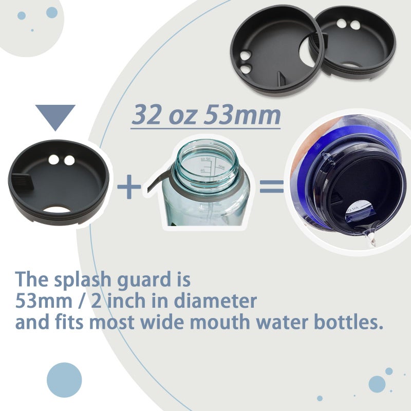 LUTQ 2-Pack Silicone Splashguard for Nalgene, Splashguard Lid for Nalgene Splash Guard 32 oz 53mm Wide Mouth Water Bottle Accessories, for All Wide-Necked Bottles with 53 mm Opening - Image 5